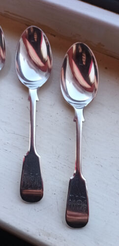 5 FRUIT Spoons A1 Silver Plated 5.5 " Fiddle Pattern Monogramed - Picture 3 of 7