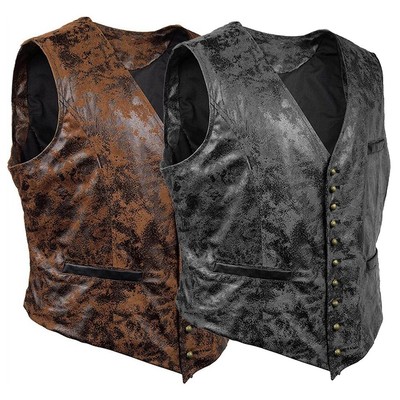 Weste Punk Schlank Smoking Einreiher V-Ausschnitt Vintage Gothic Herren