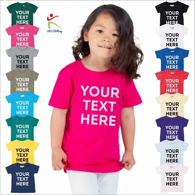 Larkwood Personalised Baby Toddler Customised Text Printed T shirt Sizes 0m-6yrs