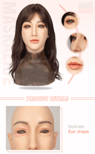 Realistische Silikon Frauen Maske Kopfbedeckung Gesichtsmasken für Crossdresser Drag Queen - Bild 14 von 32
