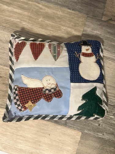 Handmade Decorative Christmas Pillow 8.5 X8.5 Red Green - Picture 3 of 5