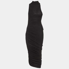 Jacquemus Black Jersey Ruched La Robe Piazza Midi Dress XS