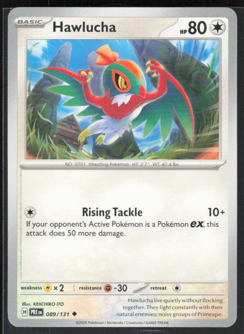 2025 Scarlet & Violet Series - Prismatic Evolutions Hawlucha Uncommon #89