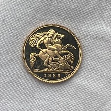1988 Great Britain .9167 Gold 1/2 Sovereign Coin