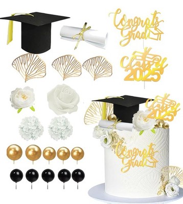 Graduation Cake Topper Set Grad Hat Class Of 2025 Party Cake Decor Pro
