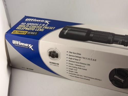 ULTIMAXX High Definition Multi-coated 500mm f/8 Preset Telephoto Lens - Picture 2 of 4