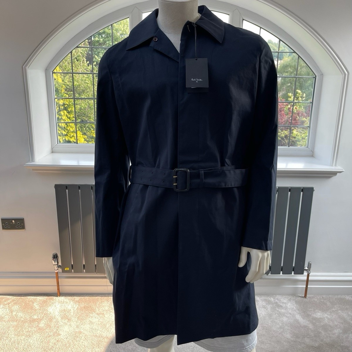 Paul Smith PS Navy Belted Trench Coat Mac Jacket Size Medium RRP