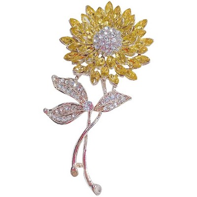 Broschen Anstecknadeln Gold Sonnenblume Strass Kristall Brosche Pins für Damen Modeschmuck