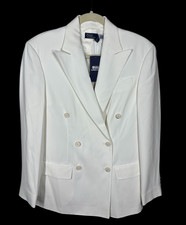 698 Polo Ralph Lauren Size 6 Womens Jacket Cream Ivory Crepe Blazer Coat