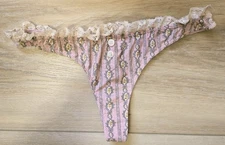 Vintage Chantal Thomass Victoria's Secret Pink Smooth Lace Back Thong Panties S