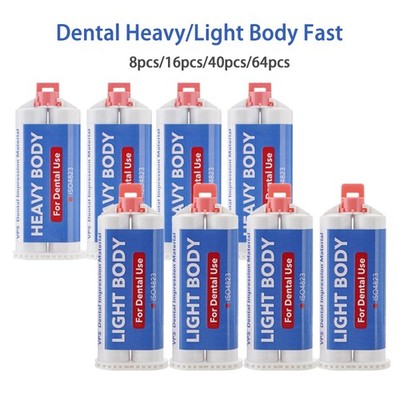 64PCS Dental Impression Material VPS Heavy Light Body Fast Set 50 ml Cartridges
