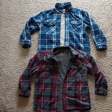 Freedom Foundry Boys Plaid Flannel Shirt Jacket Sherpa Lined Button M 10/12 