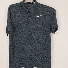 Nike Golf Dri-Fit Polo Shirt Men's Large BlackGray Geometric Pattern Performance