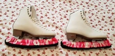 Riedell Women's Size 7.5 White Figure Skates With Blade Covers, Good Condition