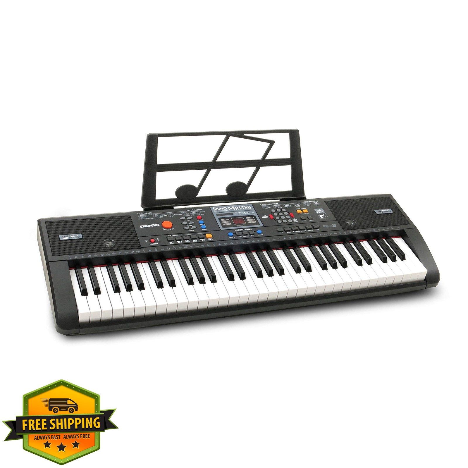 Plixio 61-Key Digital Piano Keyboard Sheet Music Stand Beginner