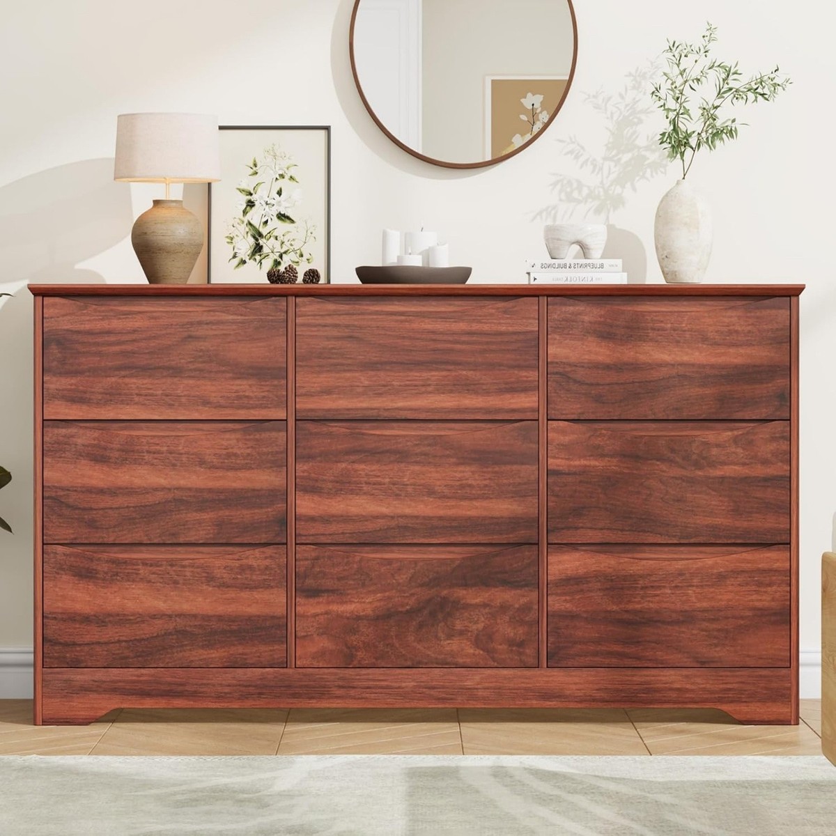 Wooden Dresser with 9 Drawers Tall Modern Closet with Deep Storage Large Chest Wooden Dresser with 9 Drawers Tall Modern Closet with Deep Storage Large Chest