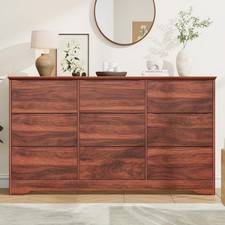 Wooden Dresser with 9 Drawers Tall Modern Closet with Deep Storage Large Chest