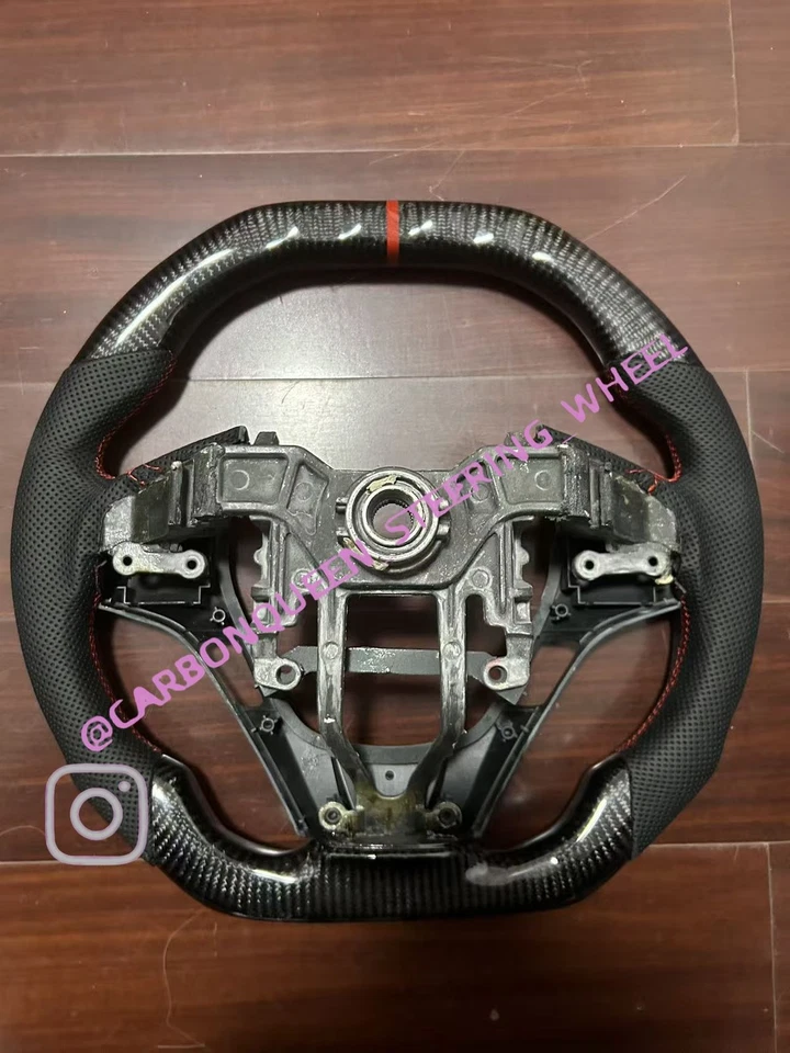REAL CARBON FIBER STEERING WHEEL FOR HYUNDAI GENESIS STEERING WHEEL 09-14YS/RED - Image 3 of 4