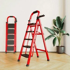 Heavy Duty 5 Step Folding Ladder w/ Tool Tray, Handrails, Non-Slip 450lbs Capaci