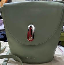 New Ted Baker Latiffa Light Green Smooth Leather Asymmetric Crossbody Bag Medium