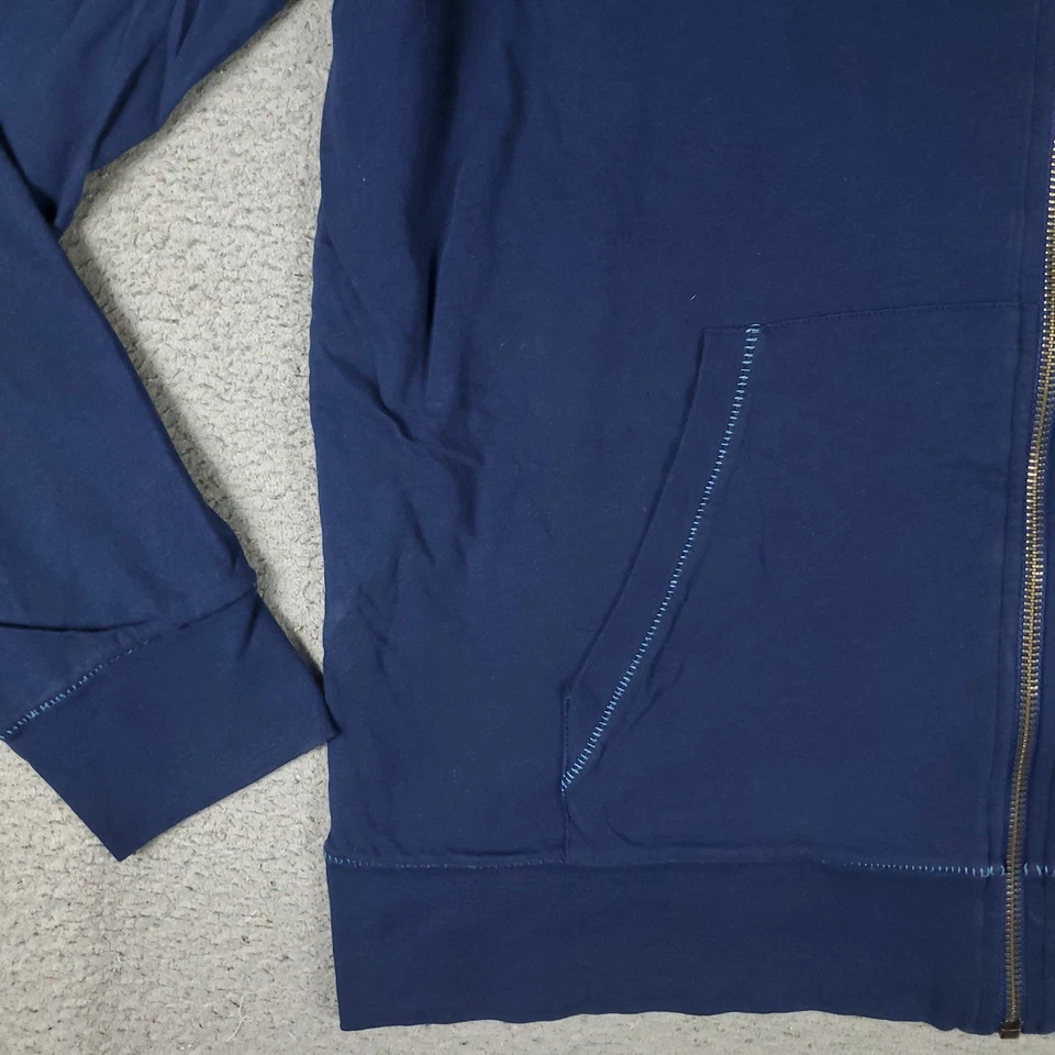 John Varvatos 毛衣男式大号蓝色全拉链连帽衫运动衫 * — 第 3/4 张图片