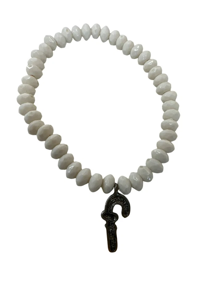 Pulsera de Cuentas Blancas con Bastón de Caramelo Dije Navidad Vacaciones Medias Foto 2 de 2