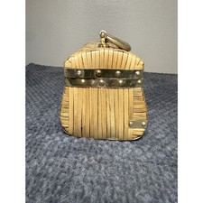 Vintage 1960s Encore Wicker Rattan Box Purse Made in Hong Kong