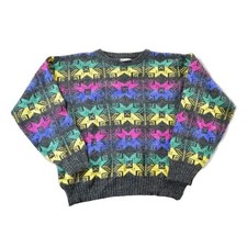Vintage 1990s Knit Abstract Pattern Crewneck Sweater Mens Medium