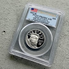 1998-W United States 1/2 oz Platinum Eagle .9999 1/2oz - PCGS Proof 69 D Cam 2529.98 per troy oz