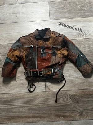 Ungetragen! Rare Vintage 90er Patchwork Lederjacke | Gr ca. 1 Jahr - 3 Jahre