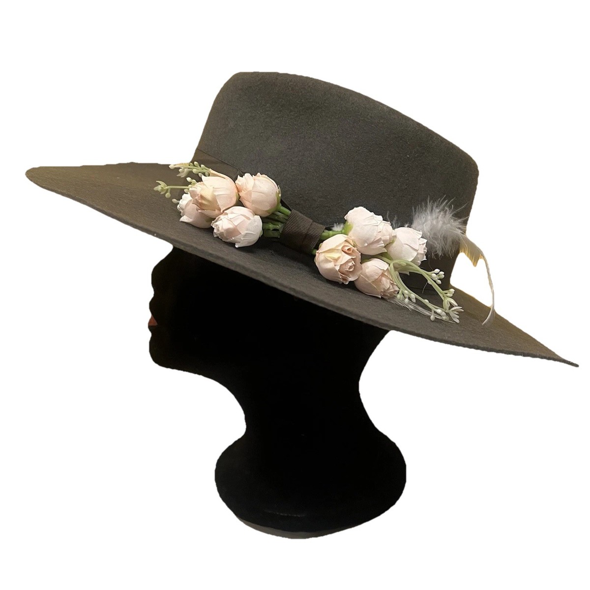 Bartolome Handmade Fedora Hat Wool Pink Roses‎ Felt Wide Brim Western Easter Pink Rancher Wool Felt Hat – Giddy Up Glamour Boutique main image 4