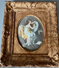 MINIATURE CADRE TABLEAU PEINTURE 19ème CADRE STUC PROBABLEMENT 18éme