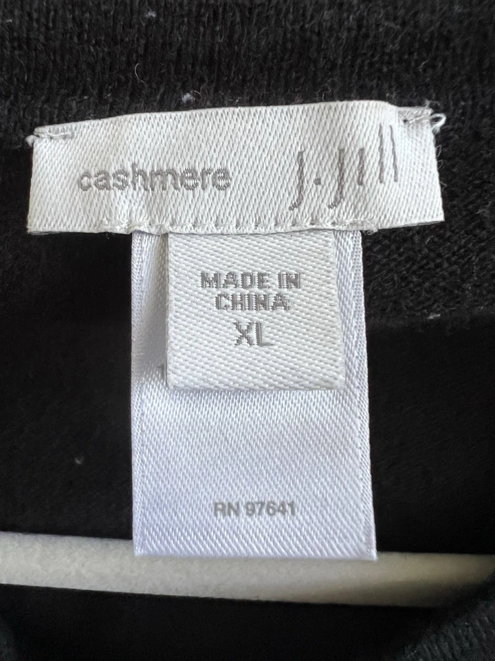 Suéter túnica suéter con aberturas laterales J. Jill XL 100 % cachemir negro para mujer Foto 4 de 4
