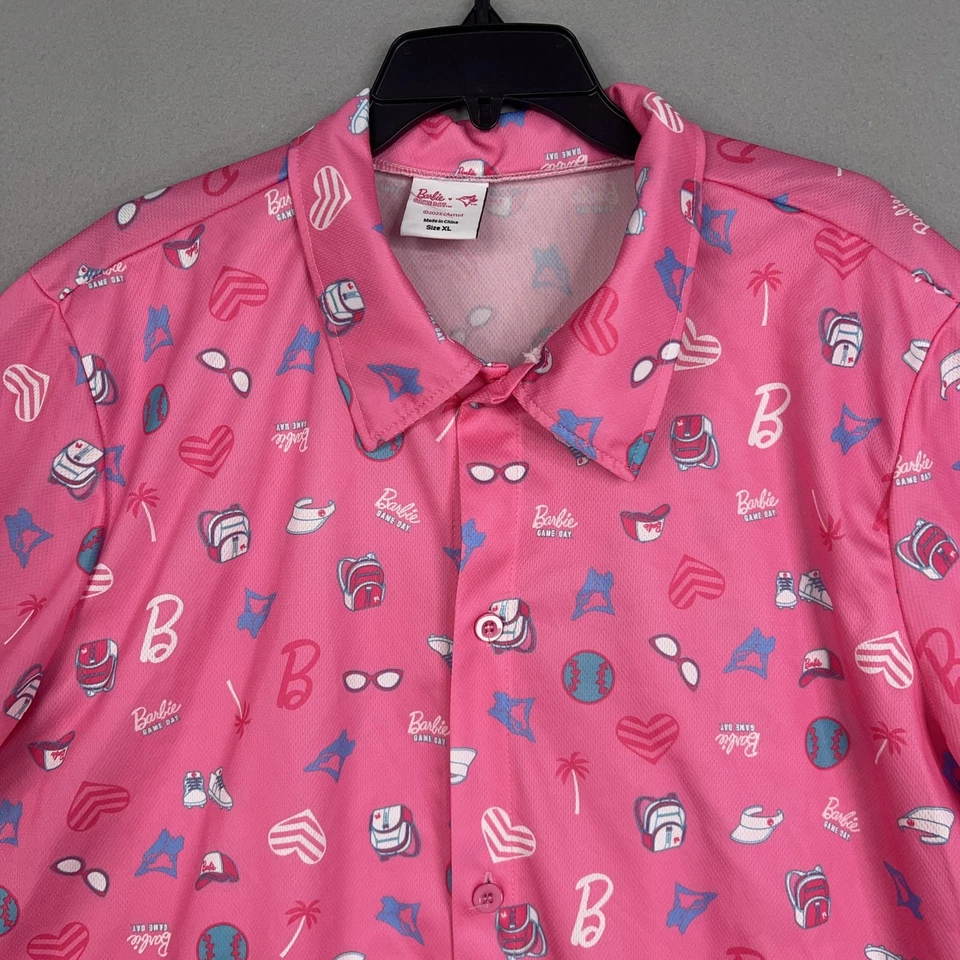 Toronto Blue Jays Shirt Mens XL Pink Barbie Game Day AOP Baseball MLB Hawaiian - Image 2 of 4