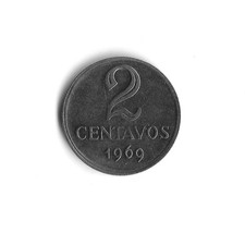 Brésil 1969 - 2 Centavos - 236 - Acier inoxydable - 3,2 g
