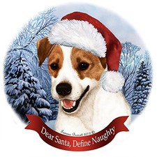 Holiday Pet Gifts Jack Russell Terrier Santa Hat Dog Porcelain Ornament
