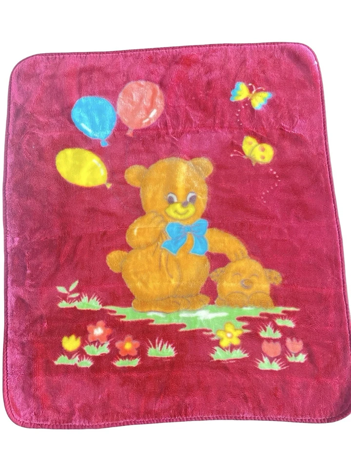 Manta bebé de colección oso de peluche globos cachorro mariposa visón felpa Foto 2 de 3