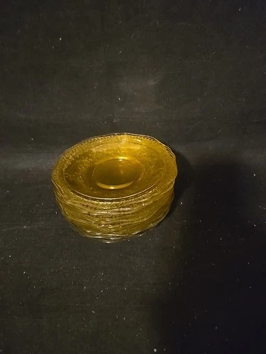 Set Of 11 VTG Dep. Era Federal Yellow Amber Patrician Spoke Saucers