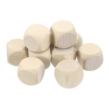 35mm Blank Wooden Dice, 10 Pack Unfinished Wood Cube Blocks, Beige