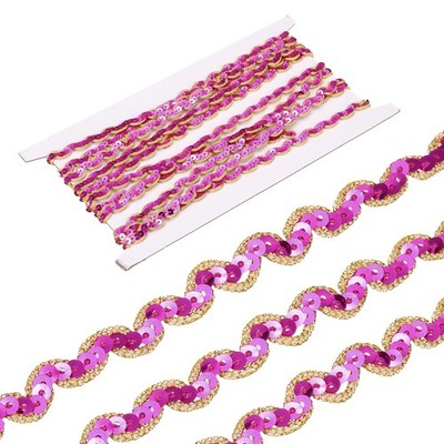 5 Yards Sequins Beaded Lace Trim 0.4 Inch Braid Trim Gold Rose