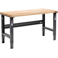 Adjustable Height Maple Butcher Block Square Edge Workbench 1-3/4" Top 60"W X