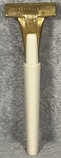 Vintage Schick Eversharp Safety Razor White Plastic Handle