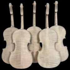 5pcs Unfinished Violin with Tiger Flame Maple Back side white violin 4/4