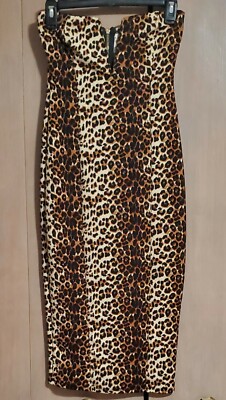 【M】 Charlotte Russe Strapless Animal Print Stretch Pencil Dress RN
