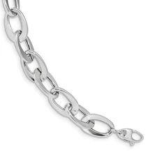 Real 14ktw Polished Fancy Link Chain Bracelet; 8 inch; Lobster (Fancy) Clasp
