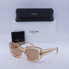 New Celine CL40277F 42J Transparent Orange/Brown 54-18-140 Sunglasses