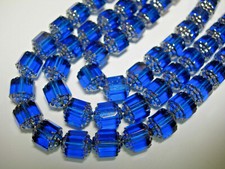 10 Cobalt Blue  Silver Cathedral Czech Glass 10mm beads