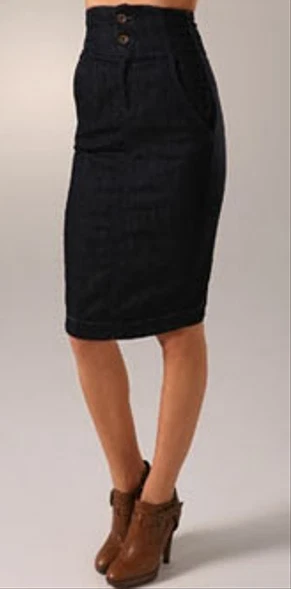 Earnest Sewn Blue Stretch Denim High-Waisted Maya Straight Pencil Skirt 32 - Imagem 2 de 3