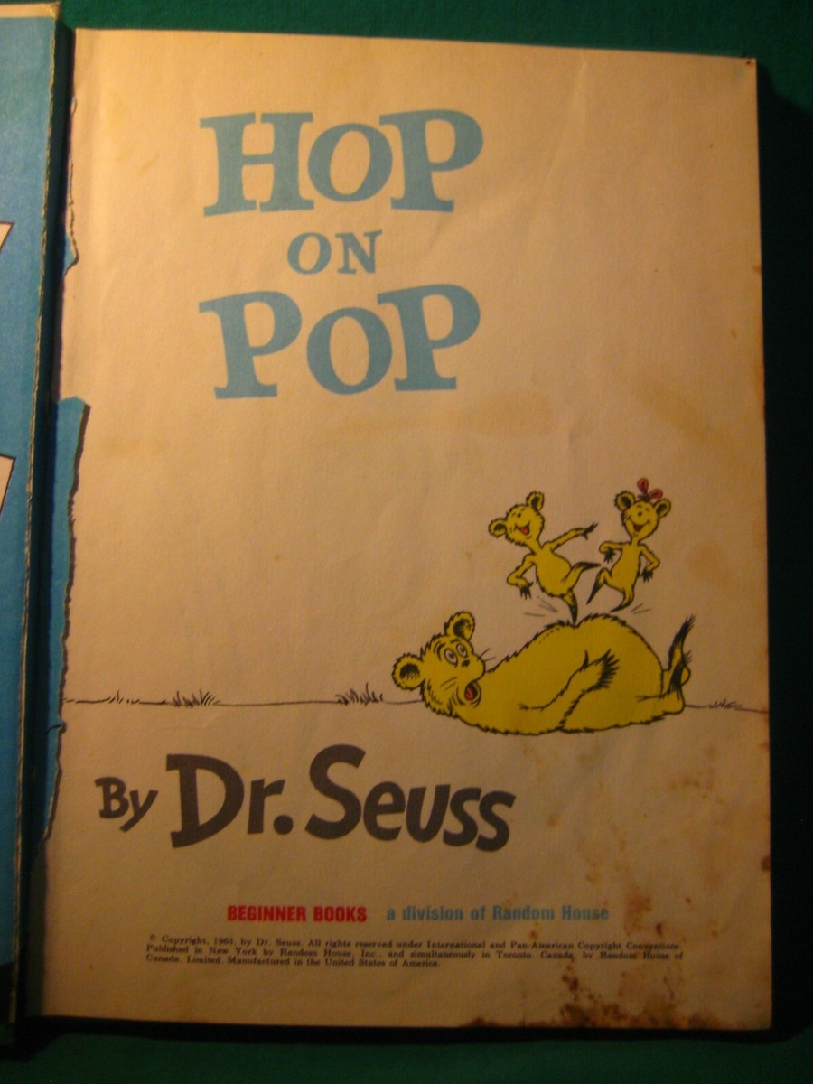 Hop On Pop by Dr. Seuss-1963-Hardcover-Staining-Torn Pages | eBay