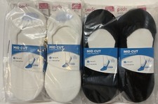 NIP Lot 24 Pairs Peds Mid Cut Lightweight No Show Liner Socks Black White 5-10